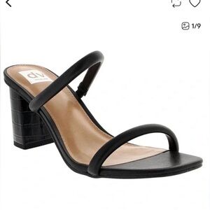 DV by Dolce Vita Black Two-Band Block Heel Sandals